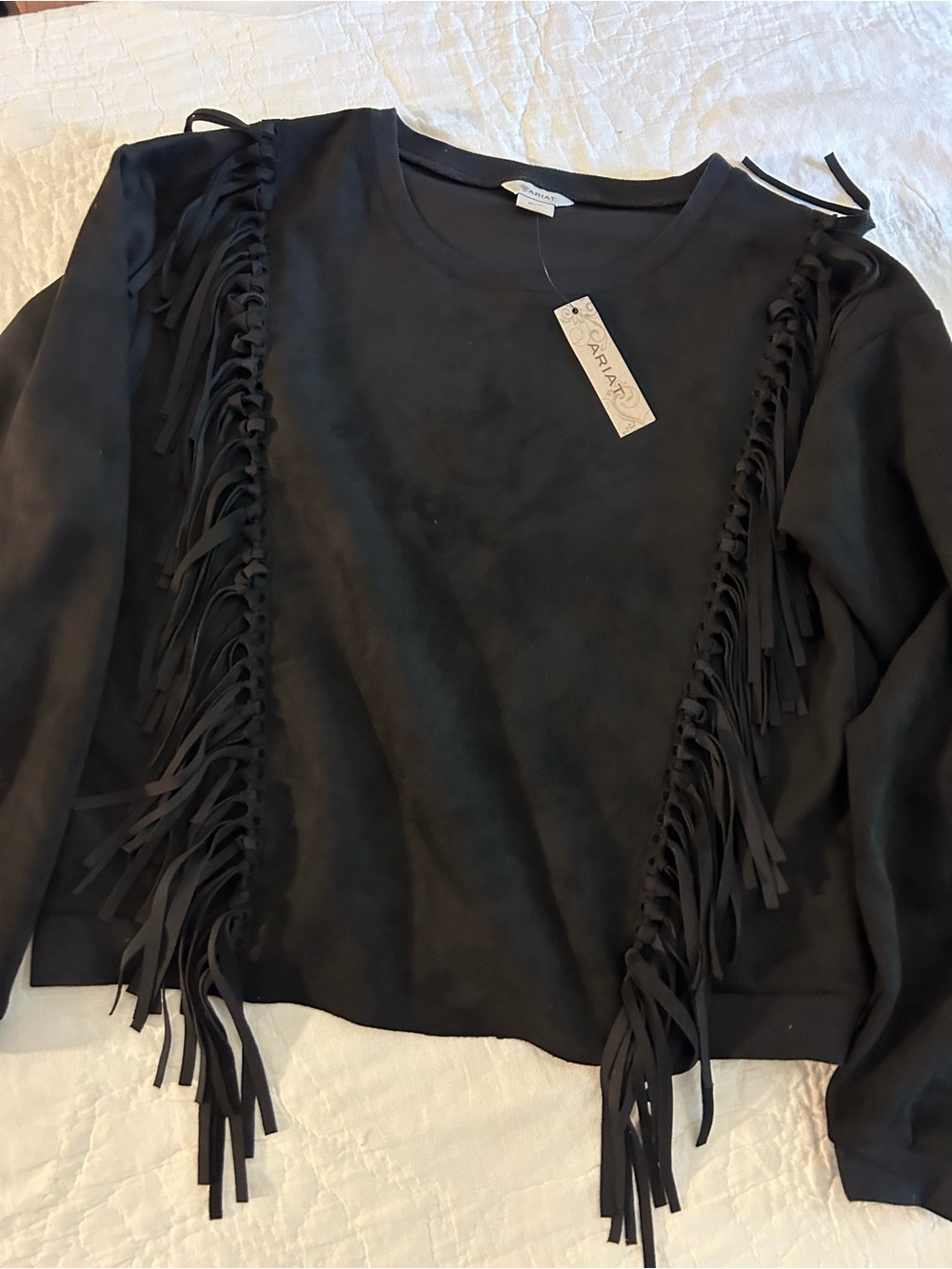 Ariat Black Crewneck Top with Brand Tag - Picture 2 of 6